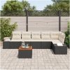 7-delad soffgrupp som inkluderar kuddar, svart, poly-rattan, akacia. vidaXL 55 x 55 x 37 cm – miniatyr 3