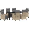 7-delad Trädgårds Matbord Set Beige Poly Rattan vidaXL Standard – miniatyr 2
