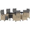 7-delad Trädgårds Matbord Set Beige Poly Rattan vidaXL Standard – miniatyr 3