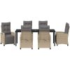 7-delad Trädgårds Matbord Set Beige Poly Rattan vidaXL Standard – miniatyr 7
