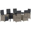 7-delad trädgårds matgrupp med kuddar grå poly rattan vidaXL 6 - Sits – miniatyr 3