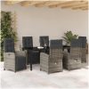 7-delad trädgårds matgrupp med kuddar grå poly rattan vidaXL 6 - Sits – miniatyr 4