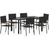 7-delad Trädgårds Matsalsset Svart Poly Rattan vidaXL 6 - Sittplats – miniatyr 2