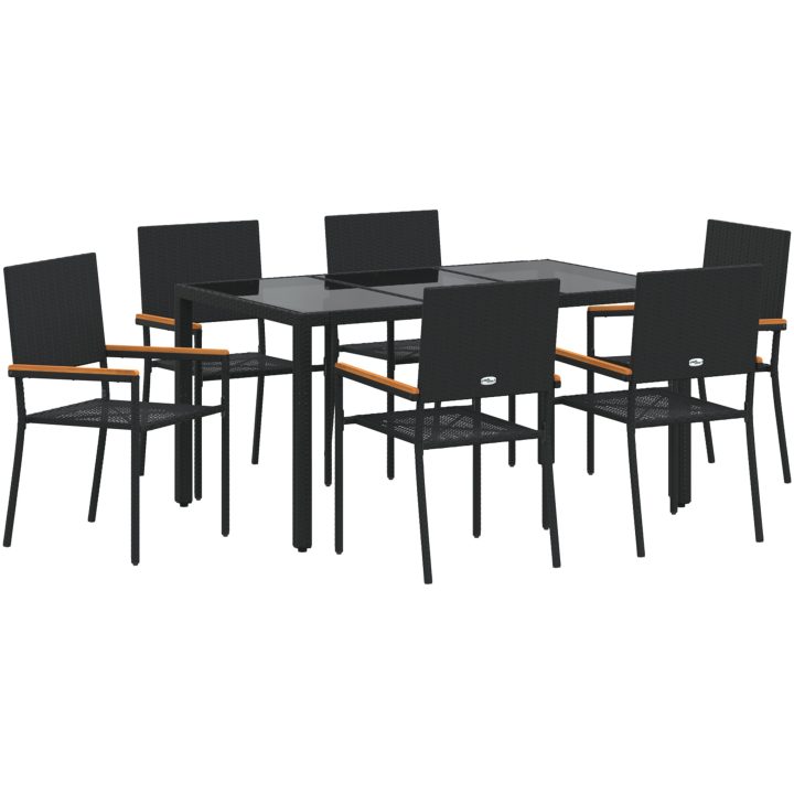 7-delad Trädgårds Matsalsset Svart Poly Rattan vidaXL 6 - Sittplats – bild 2