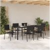 7-delad Trädgårds Matsalsset Svart Poly Rattan vidaXL 6 - Sittplats – miniatyr 4