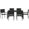 7-delad Trädgårds Matsalsset Svart Poly Rattan vidaXL 6 - Sittplats – miniatyr 7