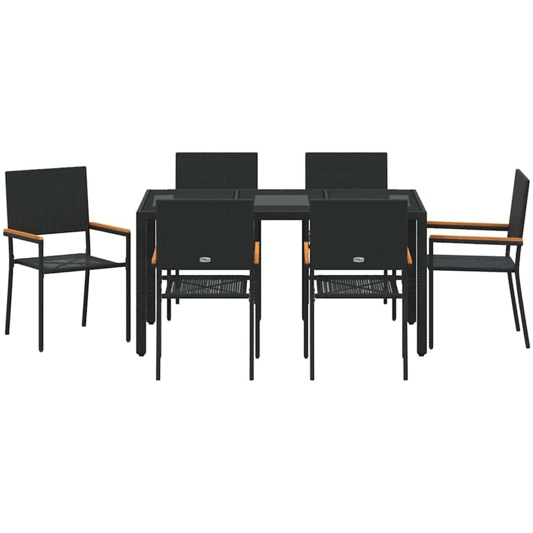 7-delad Trädgårds Matsalsset Svart Poly Rattan vidaXL 6 - Sittplats – bild 7