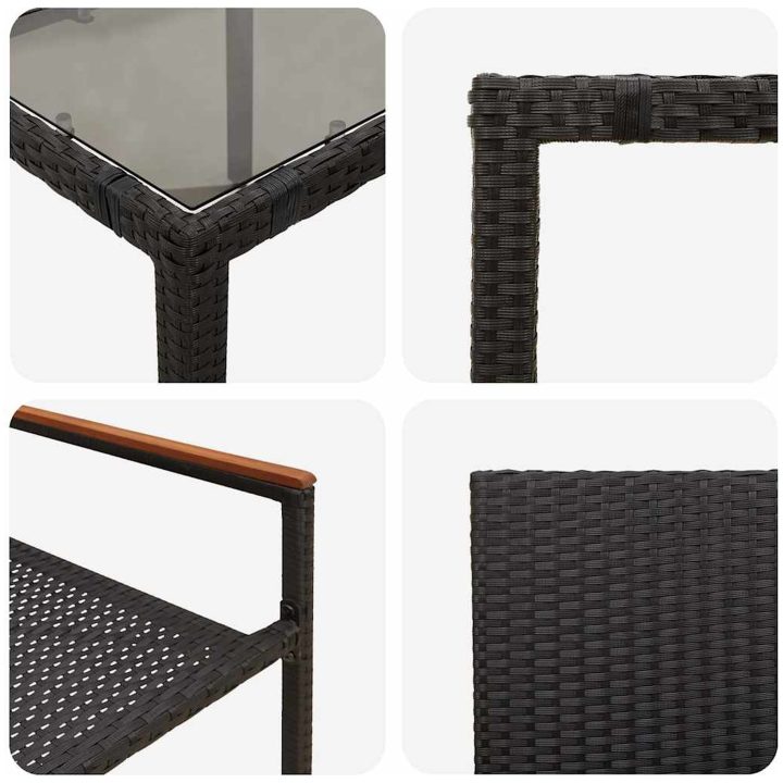 7-delad Trädgårds Matsalsset Svart Poly Rattan vidaXL 6 - Sittplats – bild 9