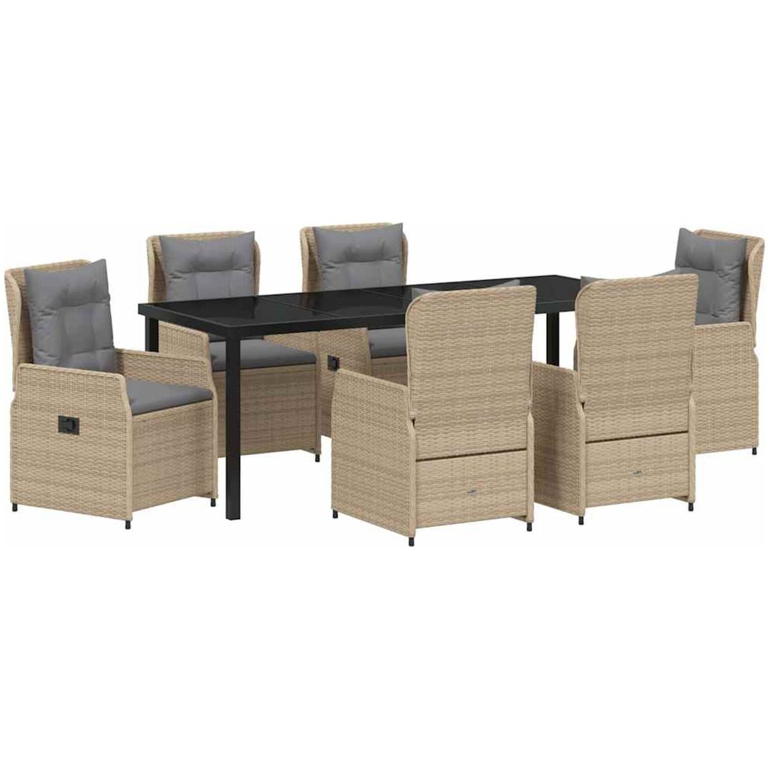 7 Delad Trädgårds matsats Beige Polyrotting vidaXL Large – bild 2