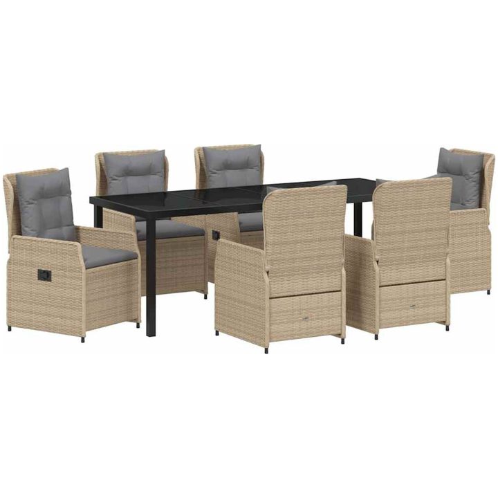 7 Delad Trädgårds matsats Beige Polyrotting vidaXL Large – bild 2