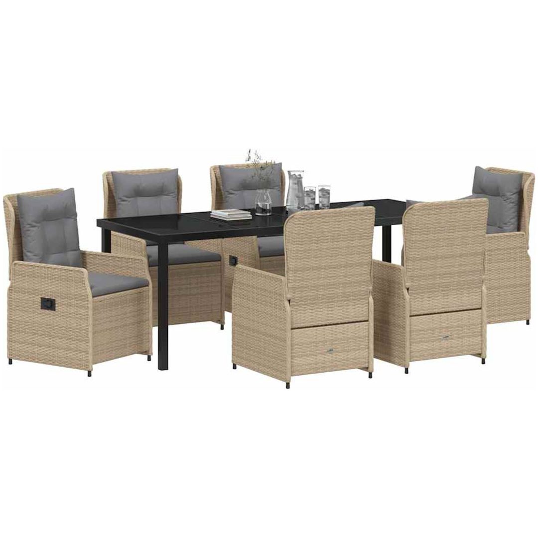 7 Delad Trädgårds matsats Beige Polyrotting vidaXL Large – bild 3