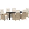 7-delad Trädgårds Matset med Kuddar Beige Poly Rattan vidaXL 6 - Sits – miniatyr 2