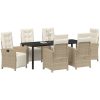 7-delad Trädgårds Matset med Kuddar Beige Poly Rattan vidaXL 6 - Sits – miniatyr 3