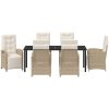 7-delad Trädgårds Matset med Kuddar Beige Poly Rattan vidaXL 6 - Sits – miniatyr 7