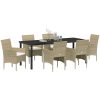 7-delad Trädgårdsdining Set i Beige Poly Rattan vidaXL 200 x 80 x 73 cm – miniatyr 3