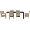 7-delad Trädgårdsdining Set i Beige Poly Rattan vidaXL 200 x 80 x 73 cm – miniatyr 7