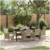 7-delad Trädgårdsdining Set i Beige Poly Rattan vidaXL 200 x 80 x 73 cm – miniatyr 1