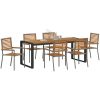 7-delad Trädgårdsmatgrupp Grå Konstrotting Akacia vidaXL 6 - Sits – miniatyr 3