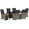 7-delad trädgårdsmatgrupp med kuddar i grått poly-rattan. vidaXL 200 x 80 x 73 cm – miniatyr 2
