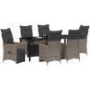 7-delad trädgårdsmatgrupp med kuddar i grått poly-rattan. vidaXL 200 x 80 x 73 cm – miniatyr 3