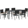 7-delad trädgårdsmatsal svart konstrotting vidaXL 6 - Sitsig – miniatyr 2