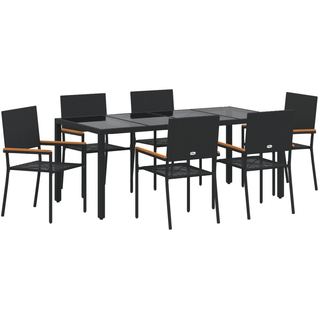 7-delad trädgårdsmatsal svart konstrotting vidaXL 6 - Sitsig – bild 2