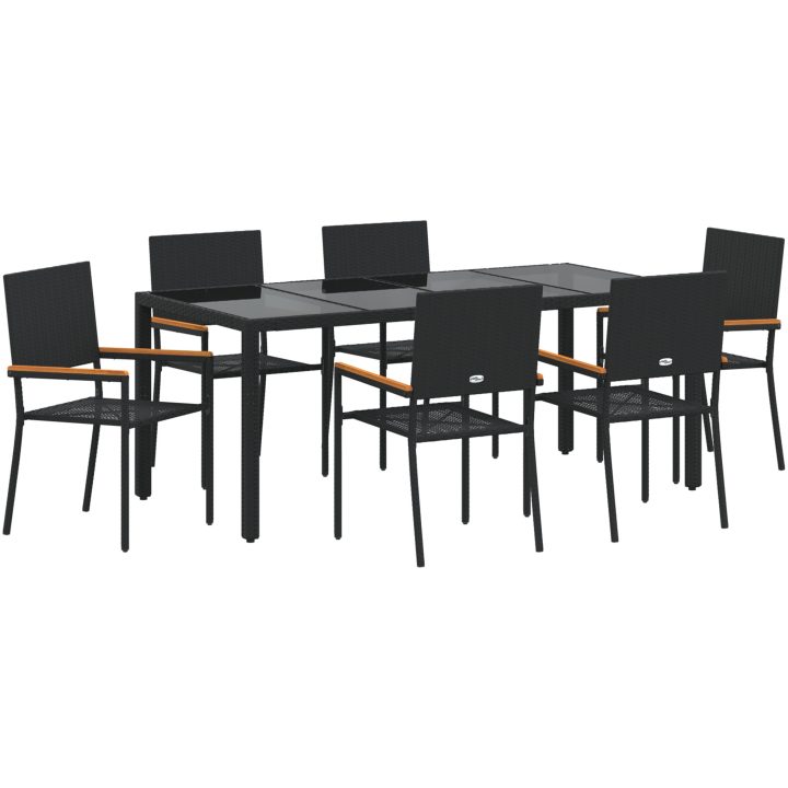 7-delad trädgårdsmatsal svart konstrotting vidaXL 6 - Sitsig – bild 2