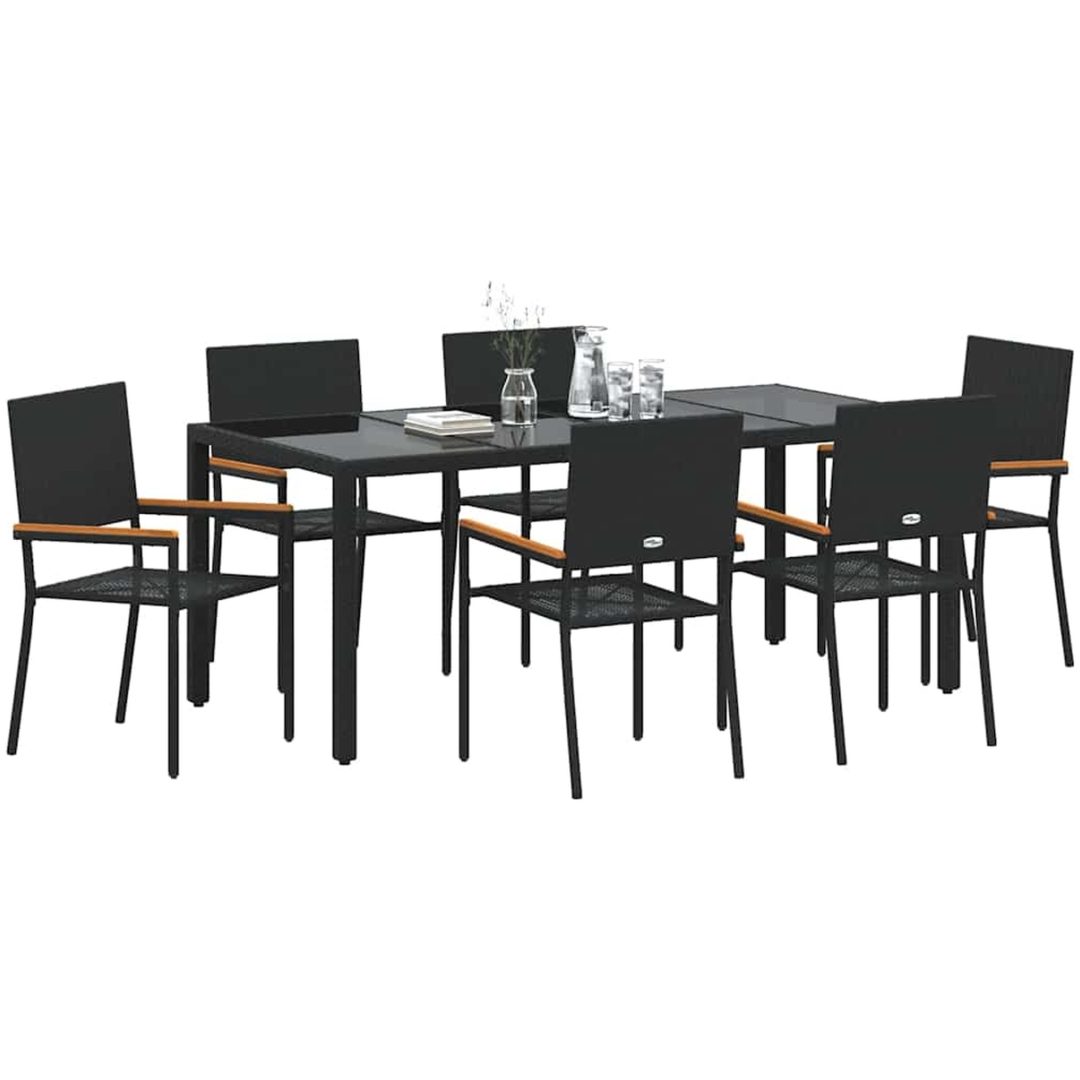 7-delad trädgårdsmatsal svart konstrotting vidaXL 6 - Sitsig – bild 3