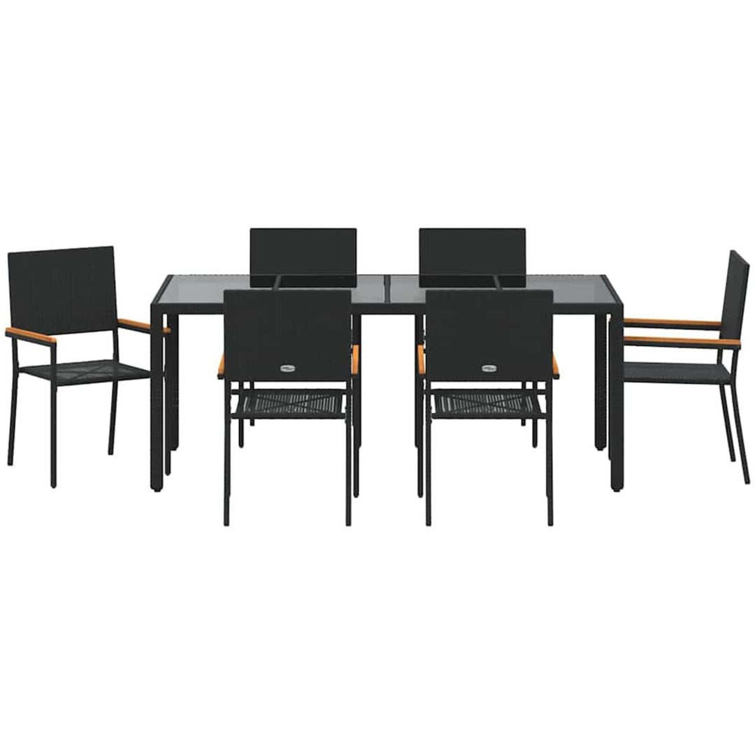 7-delad trädgårdsmatsal svart konstrotting vidaXL 6 - Sitsig – bild 7