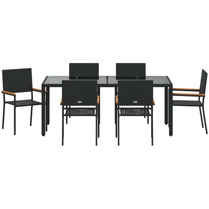7-delad trädgårdsmatsal svart konstrotting vidaXL 6 - Sitsig – bild 7