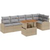 7-delad trädgårdsmatsalsuppsättning med kuddar Beige Poly Rattan Akacia vidaXL 100 x 55 x 73 cm – miniatyr 2