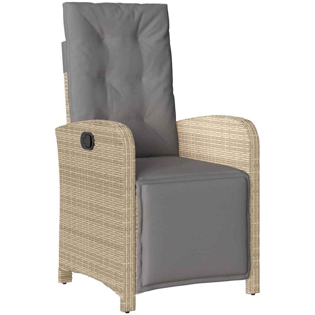 7-delad trädgårdsmatsats med dynor beige polyrotting vidaXL 6 - Sits – bild 6