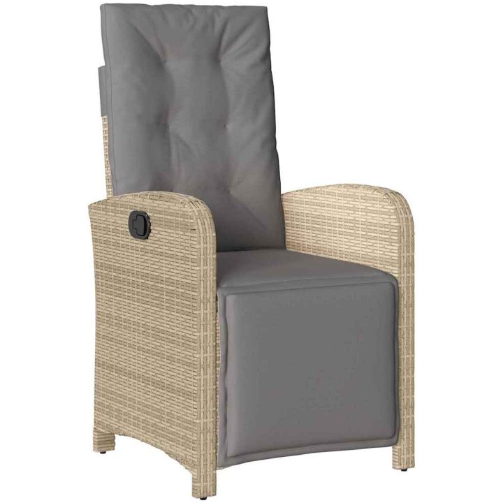 7-delad trädgårdsmatsats med dynor beige polyrotting vidaXL 6 - Sits – bild 6