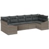 7-delad Trädgårdsmatset med Kuddar - Grå Poly Rattan. vidaXL 165 x 62 x 69 cm – miniatyr 2