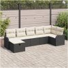 7-delad Trädgårdsofa med Kuddar Svart Poly Rattan vidaXL Stor – miniatyr 1