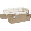 7-delad Trädgårdsofa Set med kuddar Beige Poly rotting vidaXL 184 x 62 x 85 cm – miniatyr 2