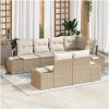 7-delad Trädgårdsofa Set med kuddar Beige Poly rotting vidaXL 184 x 62 x 85 cm – miniatyr 1