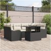 7 Delad Trädgårdsoffセット med kuddar Svart Poly Rattan vidaXL Medium – miniatyr 1