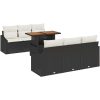 7-delad trädgårdsoff set med dynor svart polyrotting vidaXL 100 x 55 x 73 cm – miniatyr 2