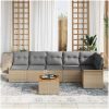 7-delad trädgårdsoff-set med kuddar Beige Poly Rattan Akacia vidaXL 55 x 55 x 37 cm – miniatyr 3