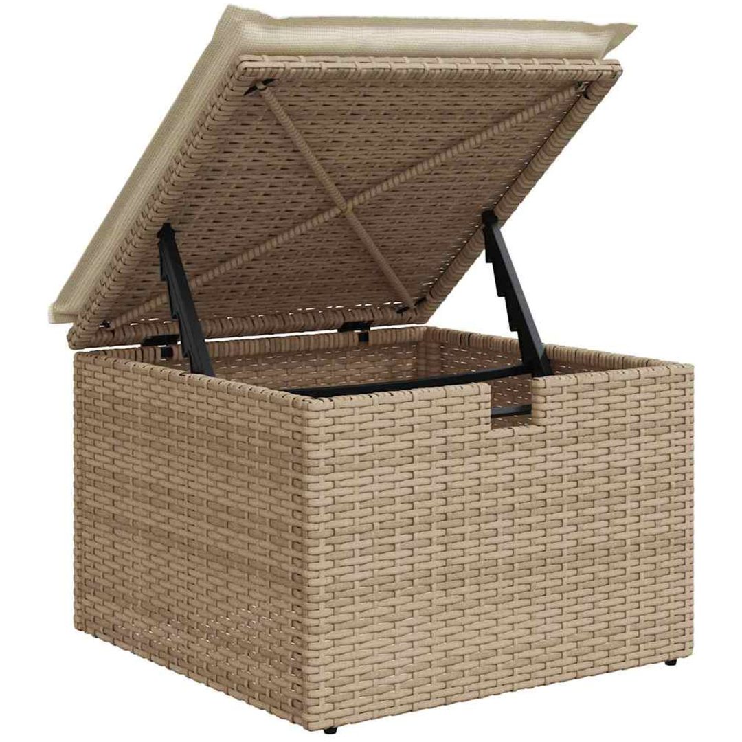 7-delad trädgårdsoffa med kuddar beige poly rattan vidaXL 55 x 55 x 37 cm – bild 10