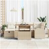 7-delad trädgårdsoffa med kuddar beige poly rattan vidaXL 55 x 55 x 37 cm – miniatyr 3
