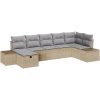 7-delad Trädgårdsoffa med Kuddar Beige Polyrotting vidaXL 55 x 62 x 69 cm – miniatyr 2