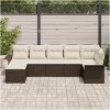 7-delad trädgårdsoffa med kuddar brun poly rattan vidaXL 297,5 x 132,5 x 85 cm – miniatyr 3