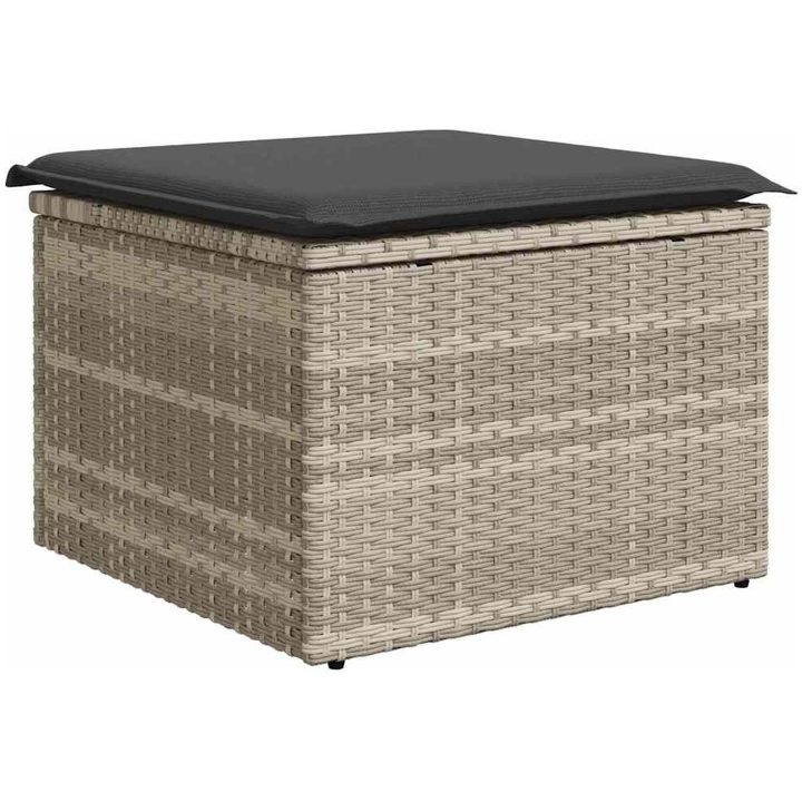 7-delad trädgårdsoffa set med kuddar grå poly rattan vidaXL Stor – bild 6