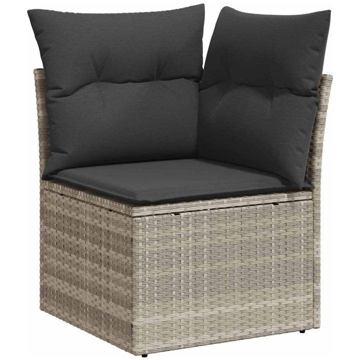 7-delad trädgårdsoffa set med kuddar grå poly rattan vidaXL Stor – bild 7