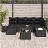 7-delad Trädgårdsoffagrupp Med Kuddar Beige Konstrotting vidaXL 264 x 154 x 85 cm – miniatyr 3