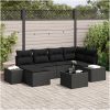 7-delad Trädgårdsoffagrupp Med Kuddar Beige Konstrotting vidaXL 264 x 154 x 85 cm – miniatyr 1