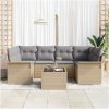 7-delad Trädgårdsoffagrupp med Kuddar Beige Poly Rattan vidaXL 55 x 55 x 37 cm – miniatyr 3