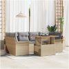 7-delad trädgårdsoffagrupp med kuddar i beige poly rattan och akacia vidaXL 100 x 55 x 73 cm – miniatyr 1
